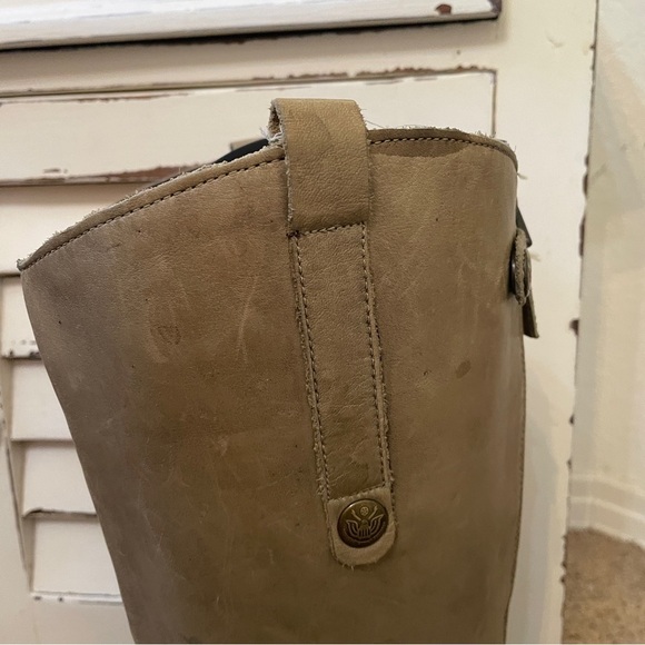 SAM Edelman Penny Tall Riding Boots Olive Taupe Leather Size 8.5 weathered - Picture 3 of 16